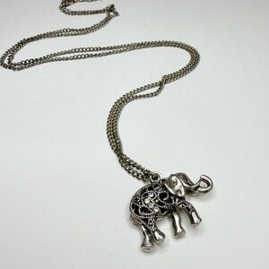 Intricate Silver Elephant Charm Necklace